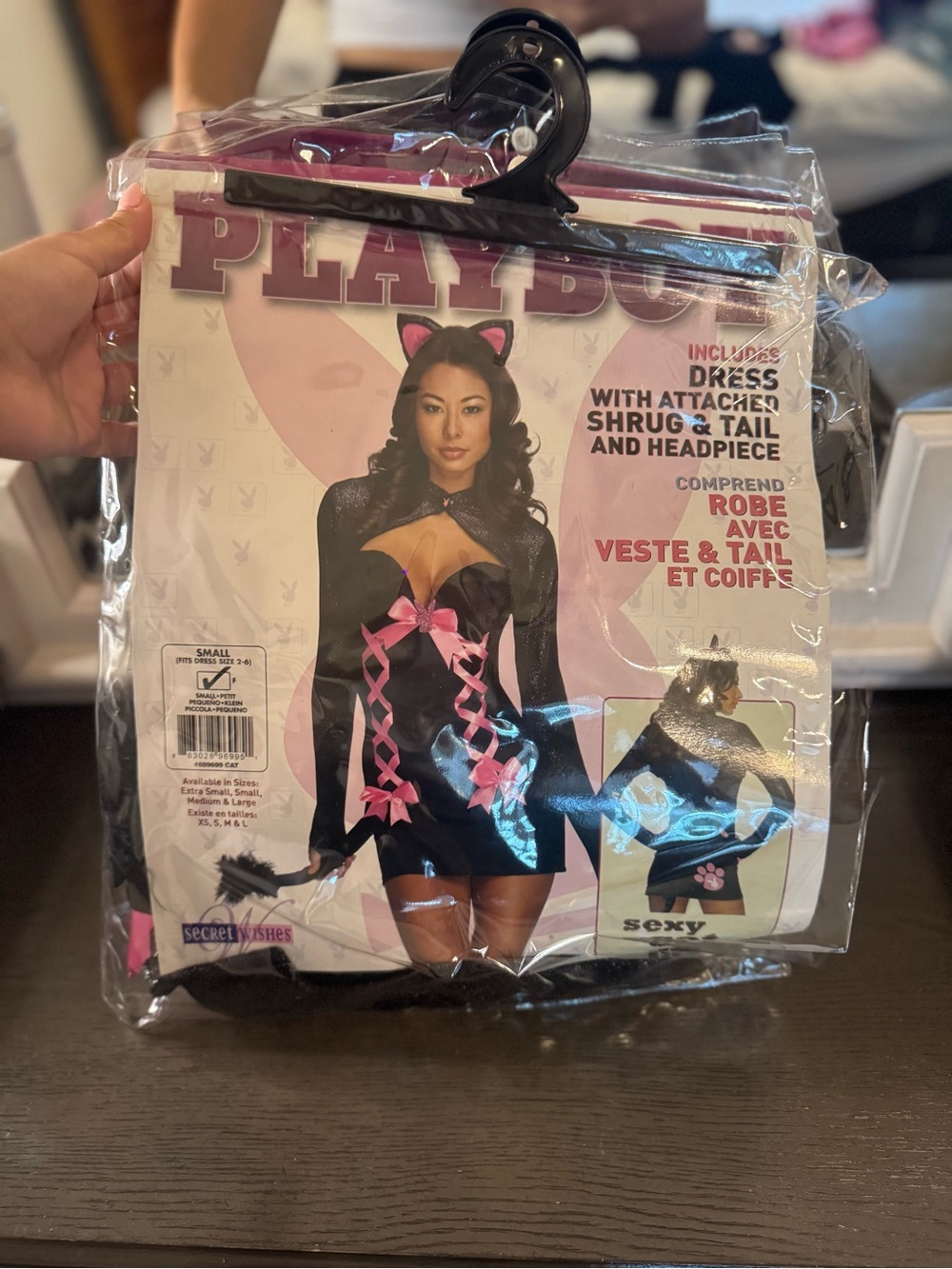 PLAYBOY vintage Black and Pink Cat Costume with Headpiece